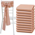 Rose Gold Satin Chair Sashes Bows, 6 x 108 inch, 50 Pcs by Counfeisly