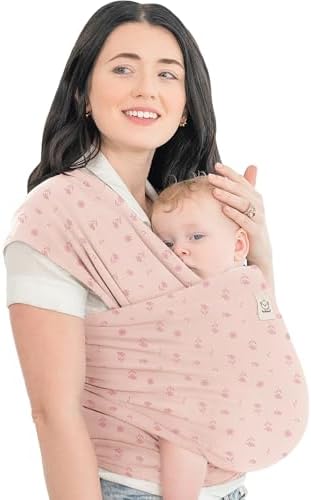 KeaBabies Baby Wrap Carrier, All in 1 Original Baby Carrier (Pink Daisies) by KeaBabies