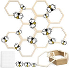 Gerrii 48 Pcs Honey Bee Honeycomb Decorations Include 8.2'' Wooden Hexagon 3D Bee Wall Backdrop Decor Honeycomb Beehive Sign for Baby Shower DIY Honeybee Birthday Party Decorations by Gerrii