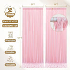 10x12ft Pink Backdrop Curtain Panels for Parties - Wrinkle Free Polyester Photo Curtain Backdrop Wedding Back Drop Fabric Drapes for Party Decorations Background for Photography - Image 4