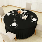 GALLETY Black Table Cloth for 5FT Round Tables, Fitted Spandex 120 inch Round Tablecloth, Wrinkle Free Black Table Skirt for Receptions Birthday Holiday Dinner Banquet Juneteenth Decorations - Image 4