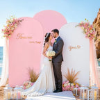 White and Pink Arch Backdrop Cover 6FT 5FT 4FT Arch Covers Stretchy Backdrop Set of 3, Wedding Arch Cover Spandex Fitted Double-Color Fabric Arch Covers for Party Baby Shower Birthday Decoration - Image 3