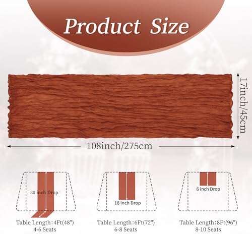 20 Pack Terracotta 17 x 108 Inch Cheesecloth Table Runner - Boho Gauze Sheer Fabric for Wedding Baby Shower Party Home Decor - Image 2