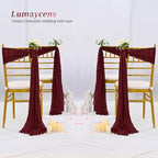 50 PCS Cheesecloth Chair Sashes Bows Wedding Aisle Decorations Chair Ribbon Ties Back Sash for Wedding Party Events Banquet Chair Cover Decoration (Burgundy) - Image 6