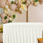2 Pack Beige Spandex Table Covers 4ft Rectangle Ruffle Skirts for Party - Image 6