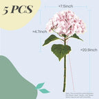 Yatim 21In Pink Artificial Hydrangea Flowers with Stems 5 Pcs - Image 2