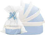 5 Pack Small Woven Cotton Rope Storage Basket with Gift Bags and Ribbons, Nursery Organizer Bin with Handles for Gift Laundry Home Organization, Blue by Lifenanny