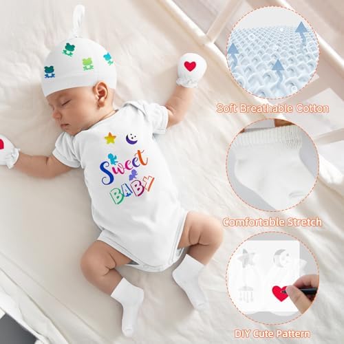 78PCS Baby Bib Bodysuit Baby Shower Set Baby Shower Game Sign Baby Feede Bib Newborn Bodysuit Fabric Marker - Image 4
