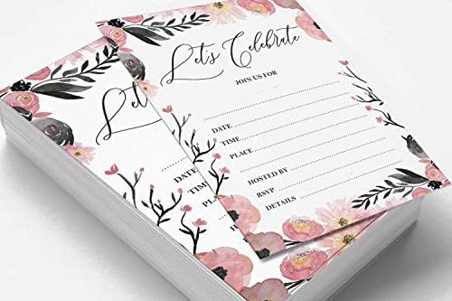 Pack of 30, You're Invited Invitations with Envelopes, Blush Floral Invites for Your Wedding, Bridal Shower, Baby Shower, Birthday Invites Fill-in Style 5 X 7 Inches - Image 3
