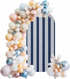 Strip Spandex Arch Backdrop Cover 6.6FT for Balloon Garland Nautical Farmhouse Strip Navy Blue Double-Sided Chiara Backdrop Stand Cover Elastic Fabric Background for Birthday Party Baby Shower Decor - Image 2