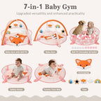 7-in-1 XL Large Baby Play Gym Mat, Tummy Time Mat, Baby Gym & Ball Pit, Baby Activity Mat with Milestone Cards & 6 Detachable Toys for Sensory Motor Skill, Fox - Image 2