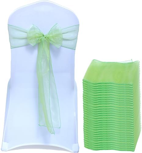 Pack of 125 Organza Chair Sashes for Wedding & Event Décor – Apple Green by MDS