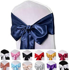 Navy Blue Satin Chair Sashes Bows for Chair,7x108inchs,50pcs by Maiangel