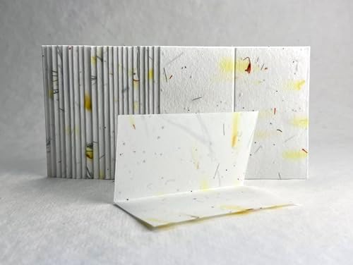 Of The Earth Handmade Paper - Wildflower Seed Paper Folding Table Card - Place/Name/Gift - 3.5" x 4" - Set of 96 (43s Yellow & Fern) - Image 2