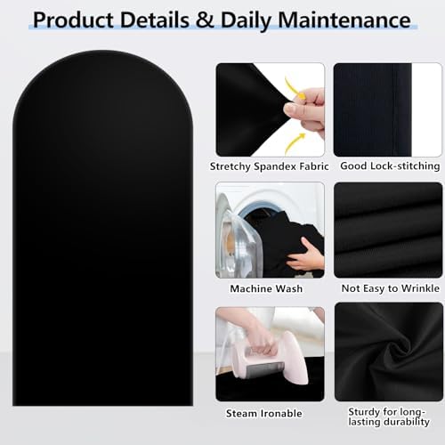Hemmotop Stretchy Arch Backdrop Cover, Black, 7.2ft, 6ft, Set of 2 - Image 4