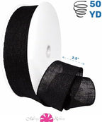 Morex Natural Burlap Wired Ribbon for Decorations, Holidays, Parties, Home and Outdoor Decor, 2.5" x 50 Yd, Black - Image 2