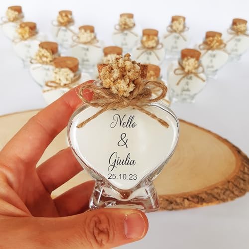 Wedding Favor guest Bulk, Set of Heart Glass Candle Party with custom sticker and dried flowers Bridal Party, Baby shower gifts (Heart Glass, Set of 50) - Image 5