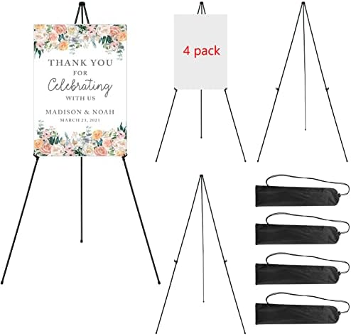 RRFTOK 4 Pack 63 in Sign Easel Stands, Instant-Fold Tripods with Bags by RRFTOK