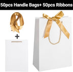 EUSOAR White Gift Bags - 50pcs 7.8"x3.9"x11" Party Favor Bags with Handle for Business, Wedding, Baby Shower Guests - Image 4