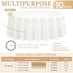 Showgeous 108 Inch Ivory Round Tablecloths, Polyester Table Covers - Image 2