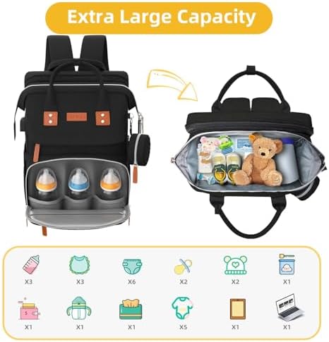 ISMGN Diaper Bag Backpack with Changing Station, Baby Bags for Boys, Black - Image 2