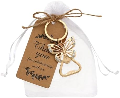 24 pcs Butterfly Bottle Openers Baby Shower Favors for Guests Bottle Opener Baby Shower Souvenirs Gift Decorations with Organza Bags Thank You Tags for Theme Party Favors (Gold Butterfly Style) - Image 6