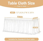 Champagne Table Cloth Rectangle 6ft Stretch Fitted Tulle Tablecloth Spandex Rectangular Table Cover with Ruffle Skirt for Wedding Baby Shower Birthday Party Banquet Cake Dessert Table Decor - Image 6