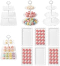 10 Pcs Dessert Table Display Set -Plastic Dessert Table Display Set,4 x Large 3-Tier Cupcake Stands/Cup Cake Tier Tower & 6 X Serving Tray Combo for Tea Party, Birthday, Baby by URLINE