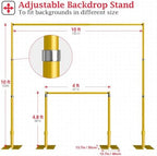 EMART 10x10ft Heavy Duty Backdrop Stand Frame with Adjustable Pipe,Gold - Image 4
