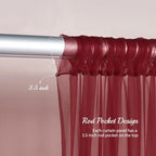 10x10ft Burgundy Tulle Backdrop Curtain with Lights String for Parites, Sheer Backdrop Curtains for Wedding Baby Shower Birthday Party Photo Shoot Decorations - Image 5