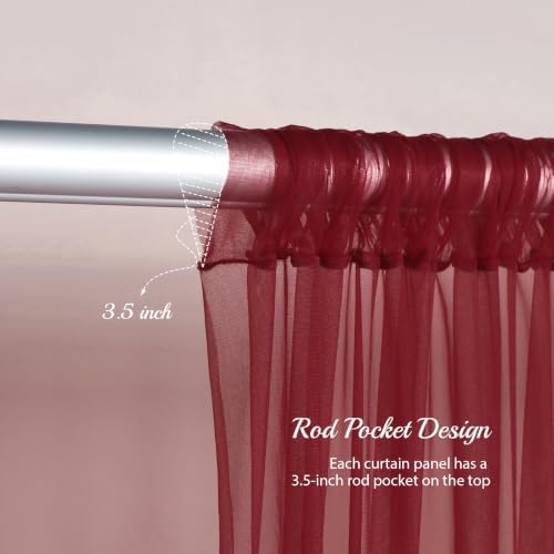 10x10ft Burgundy Tulle Backdrop Curtain with Lights String for Parites, Sheer Backdrop Curtains for Wedding Baby Shower Birthday Party Photo Shoot Decorations - Image 5