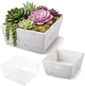 Dandat 2 Set 8 Inch Wooden Flower Box Rustic Table Centerpieces,White by Dandat