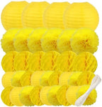 WOLHOWLTD Yellow Paper Decoration Set - 34 Pcs Paper Lanterns, Pompoms, Honeycomb for Wedding,Harvest, Summer Aloha Party, School Day,Baby Shower,Birthday Party Classroom,Home Decoration(Yellow) by Unknown