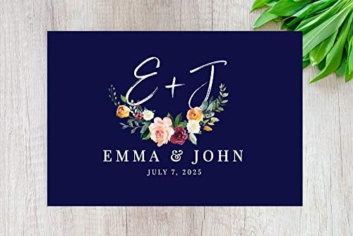 Andaz Press Custom Personalized Disposable Paper Placemats, 12 x 18 Inch, Set of 25, Navy Floral Custom, Tableware, Dining, Tabletop, Table Setting for Wedding, Bridal Shower - Image 2
