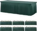 6 Pack Hunter Green Spandex Tablecloth for 8 Foot Rectangle Tables, Wrinkle Free Fitted Table Cloth Cover 8FT Green Stretchy Tablecloths with Skirt for Parties Weddings Birthday Banquet Baby Shower by Htper