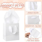 Qilery 50 Pcs Wedding Paper Gift Bags Bulk with Tissue Paper Small Gift Bags with Handle and Tags for Birthday Wedding 4th of July Party Business(White,4.7 x 2.4 x 3.9'') - Image 3