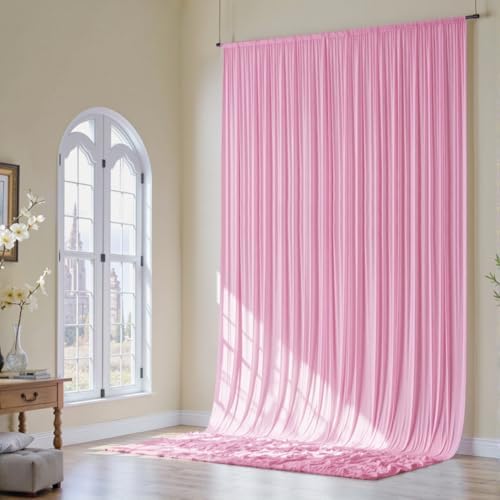 20x16ft Baby Pink Backdrop Curtain for Party, 4 Panels Wrinkle Free 16 Foot Long Polyester Photo Backdrop Drapes Photography Background for Wedding Birthday Gathing by Gogoparti