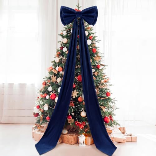 Wavwavw Christmas Giant Velvet Bow Decor Navy Blue Big Bow, 75 x 18 Inches by Wavwavw