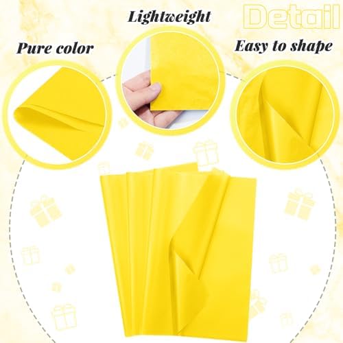 500 Sheets Yellow Tissue Paper Bulk 15 x 20 Inch for Fall Harvest Gift Bags - Image 4