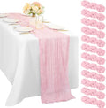 Light Pink 12 Pcs Cheesecloth Table Runner 10FT Runner for Tables Gauze Fabric 35 x 120 Inches Long Boho Table Runner Decoration Rustic Sheer Runner for Wedding Birthday Baby Shower Party (Light Pink) by Sunnyline