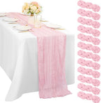 Light Pink 12 Pcs Cheesecloth Table Runner 10FT Runner for Tables Gauze Fabric 35 x 120 Inches Long Boho Table Runner Decoration Rustic Sheer Runner for Wedding Birthday Baby Shower Party (Light Pink) by Sunnyline