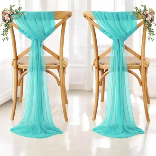 MDS Pack of 25 Chiffon Chair Sashes for Wedding & Event Décor - Teal - Image 6