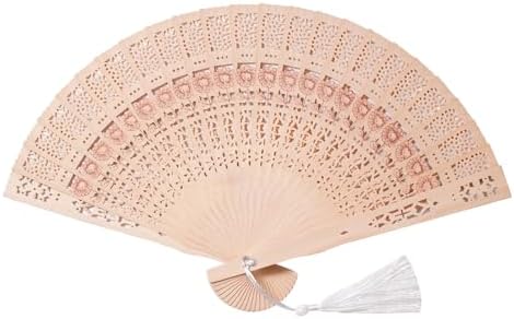 Sepwedd 50 Sets Wooden Hand Fan Baby Shower Party Favors with Organza Bags and Tassels Wooden Folding Fan （Sunflower Pattern） - Image 5