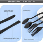 Kochorie 300 Pieces Black Plastic Silverware Heavy Duty Disposable Utensils - Image 3