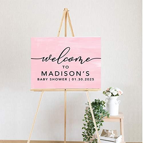 Andaz Press Personalized Large Canvas Baby Shower Welcome Sign, 16 x 20 Inches, Minimal Baby Pink, Guestbook Alternative, Custom Baby Shower Sign, for Baby Shower, Baby Sprinkle - Image 2