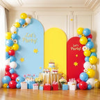 Red Yellow Blue Arch Backdrop Cover Set of 3 Spandex Photo Arch Covers Stretchy Backdrop Baby Shower Birthday Party Arch Covers 7.2 6.6 6 FT Arch Stand Cover Bridal Shower Banquet Decoration - Image 6