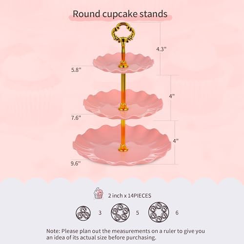 Pack of 11 NWK Cake Stand Set of Cupcake Stand, Tray & Table Cloth (Pink) - Image 3