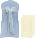 MDS Pack of 100 Organza Chair Sashes for Wedding & Event Décor – Ivory by MDS