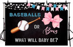 MEHOFOND 10x7ft Baseballs or Bows Gender Reveal Backdrop for Black Boy or Girl What Will Baby Be Decorations Banner Pink Bows Gender Reveal Baby Shower Photography Background Cake Table Supplies - Image 3