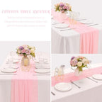 6 Pack 10Ft Pink Valentine's Day Chiffon Table Runner 29x120 Inches Sheer Fabric Table Runner Romantic Wedding Runner for Thanksgiving Christmas Bridal Shower Decorations（Pink） - Image 3